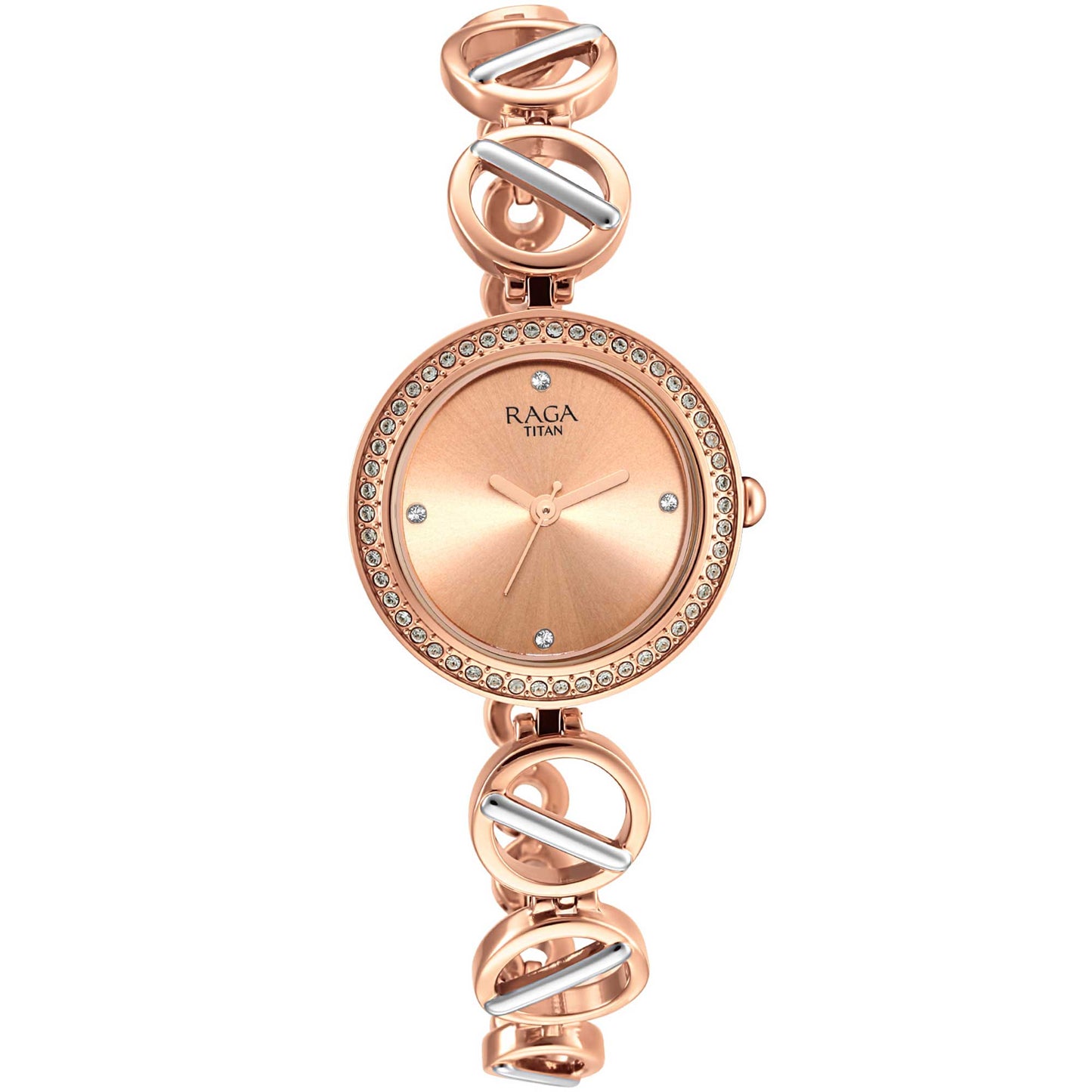 Titan Raga Viva Quartz Analog Rose Gold Dial Two Toned Metal Strap Watch For Women