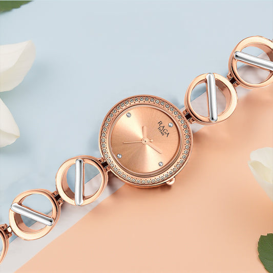 Titan Raga Viva Quartz Analog Rose Gold Dial Two Toned Metal Strap Watch For Women