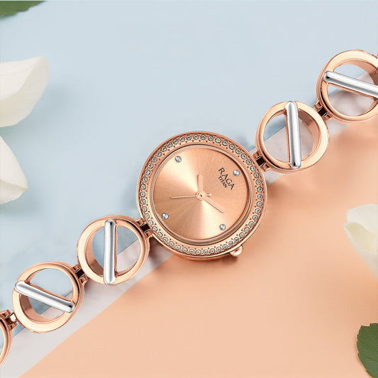 Titan Raga Viva Quartz Analog Rose Gold Dial Two Toned Metal Strap Watch For Women