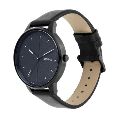 Titan Women's Precision Simplicity Watch: Black Gradient Dial with Leather Strap