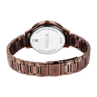 Titan Green Dial Brown Stainless Steel Strap Analog with Day and Date Watch for Women