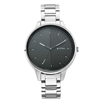 Titan Women's Precision Simplicity Watch: Black Gradient Dial with Metal Strap