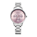Titan Pink Dial Silver Stainless Steel Strap Analog with Day and Date Watch for Women