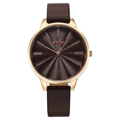 Titan Neo Quartz Analog Maroon Dial Leather Strap Watch For Women