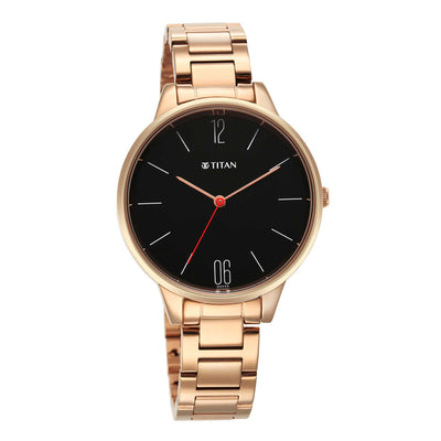 Titan Quartz Analog Black Dial Watch for Women