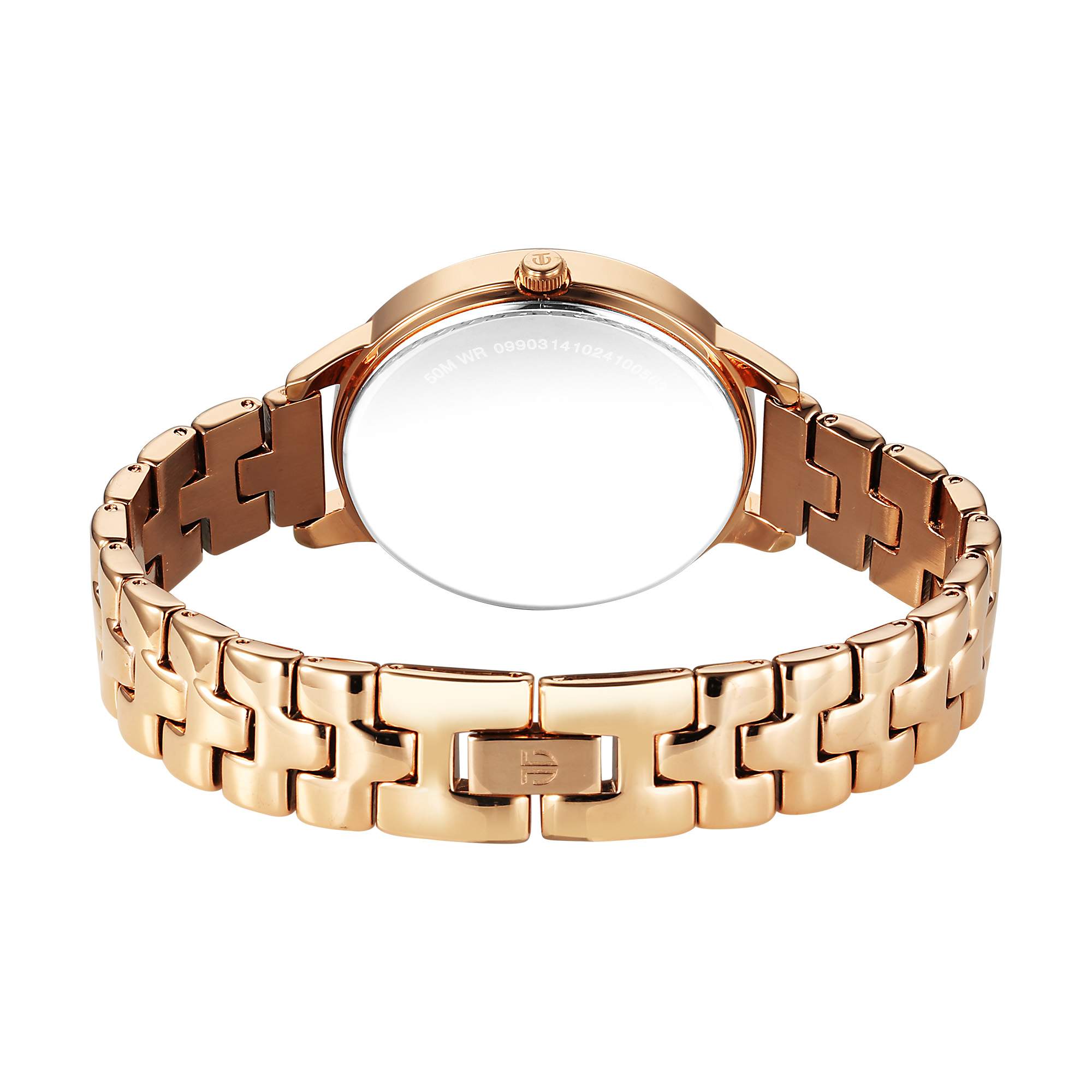 Titan Silver Dial Rose Gold Stainless Steel Strap Analog Watch for Women