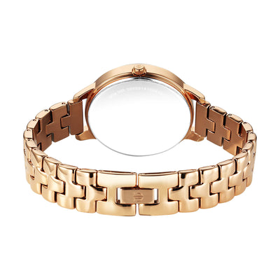 Titan Silver Dial Rose Gold Stainless Steel Strap Analog Watch for Women
