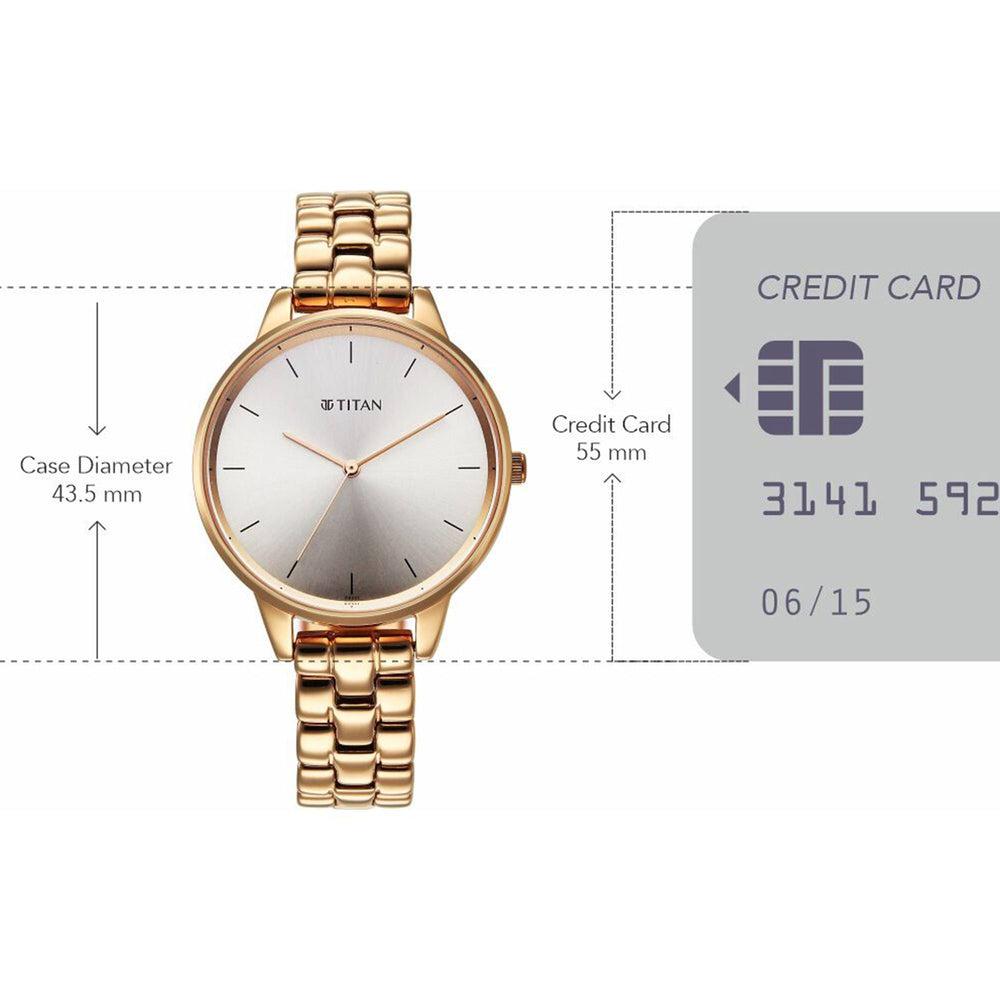 Titan Neo Quartz Analog Grey Dial Rose Gold Metal Strap Watch For Women