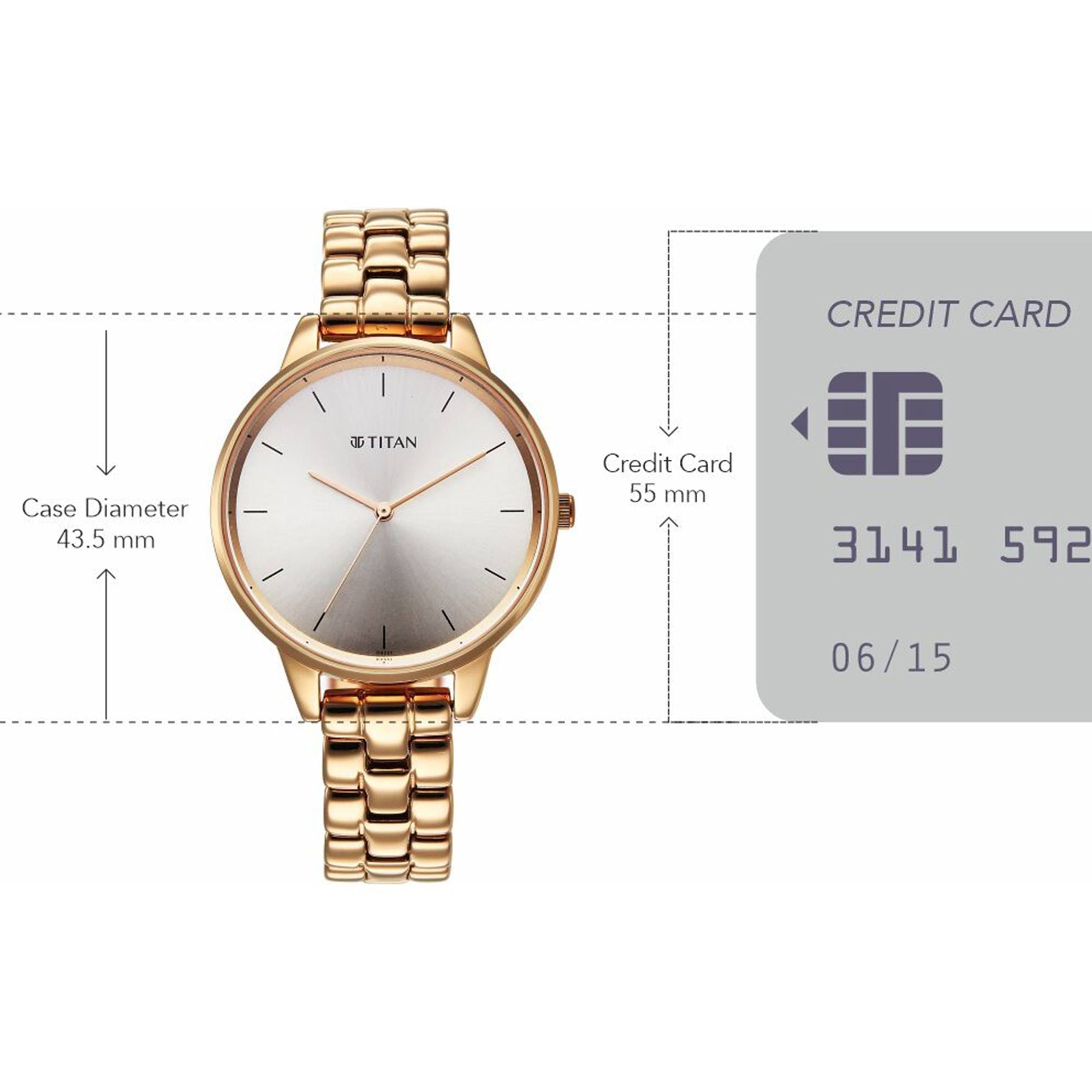 Titan Neo Quartz Analog Grey Dial Rose Gold Metal Strap Watch For Women