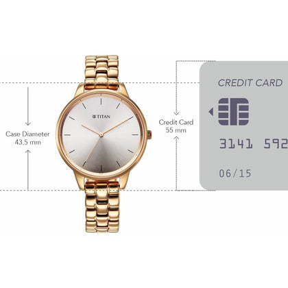 Titan Neo Quartz Analog Grey Dial Rose Gold Metal Strap Watch For Women