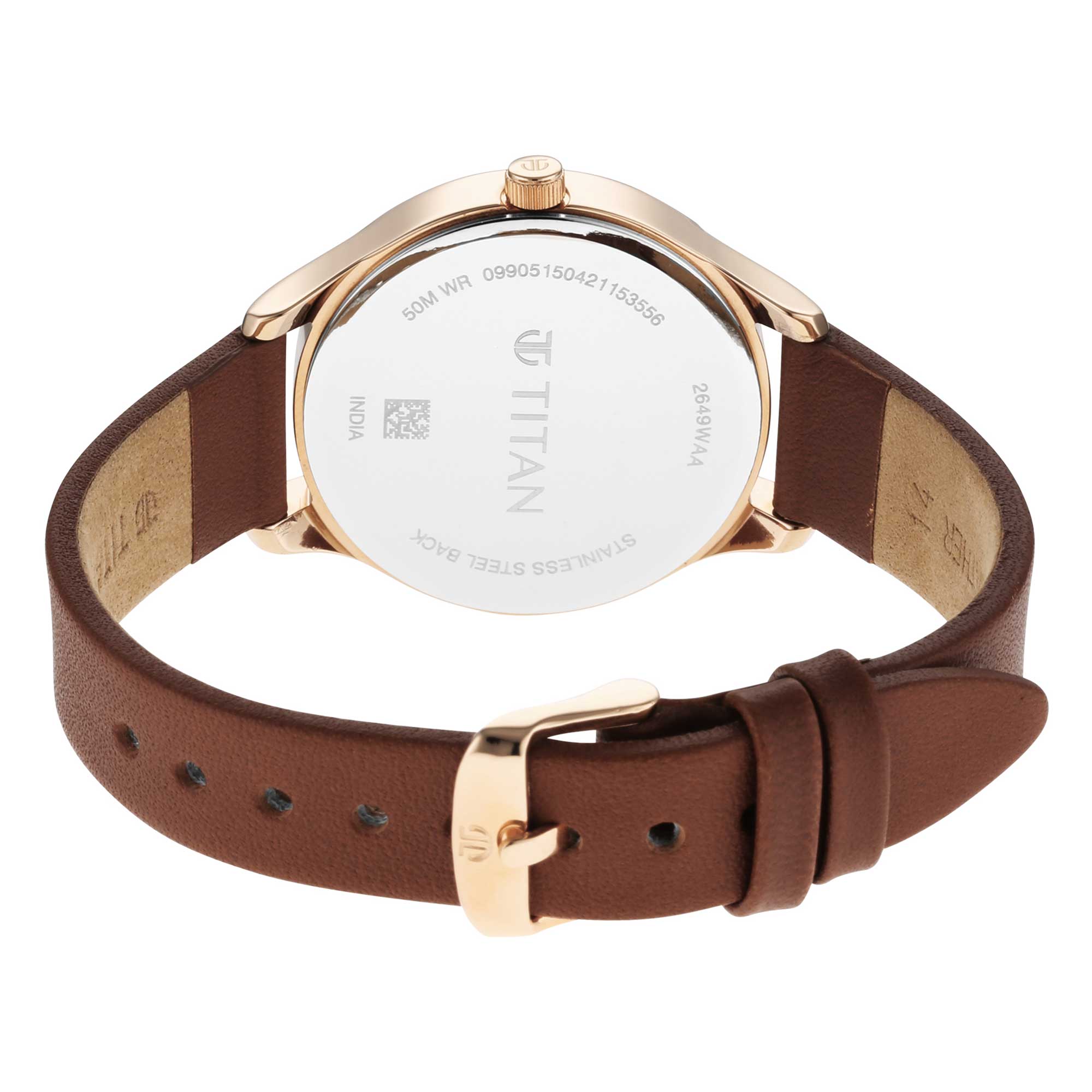 Titan Workwear Silver Dial Brown Leather Strap Analog Watch for Women