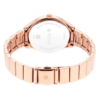 Titan Workwear White Dial Rose Gold Stainless Steel Strap Analog Watch for Women