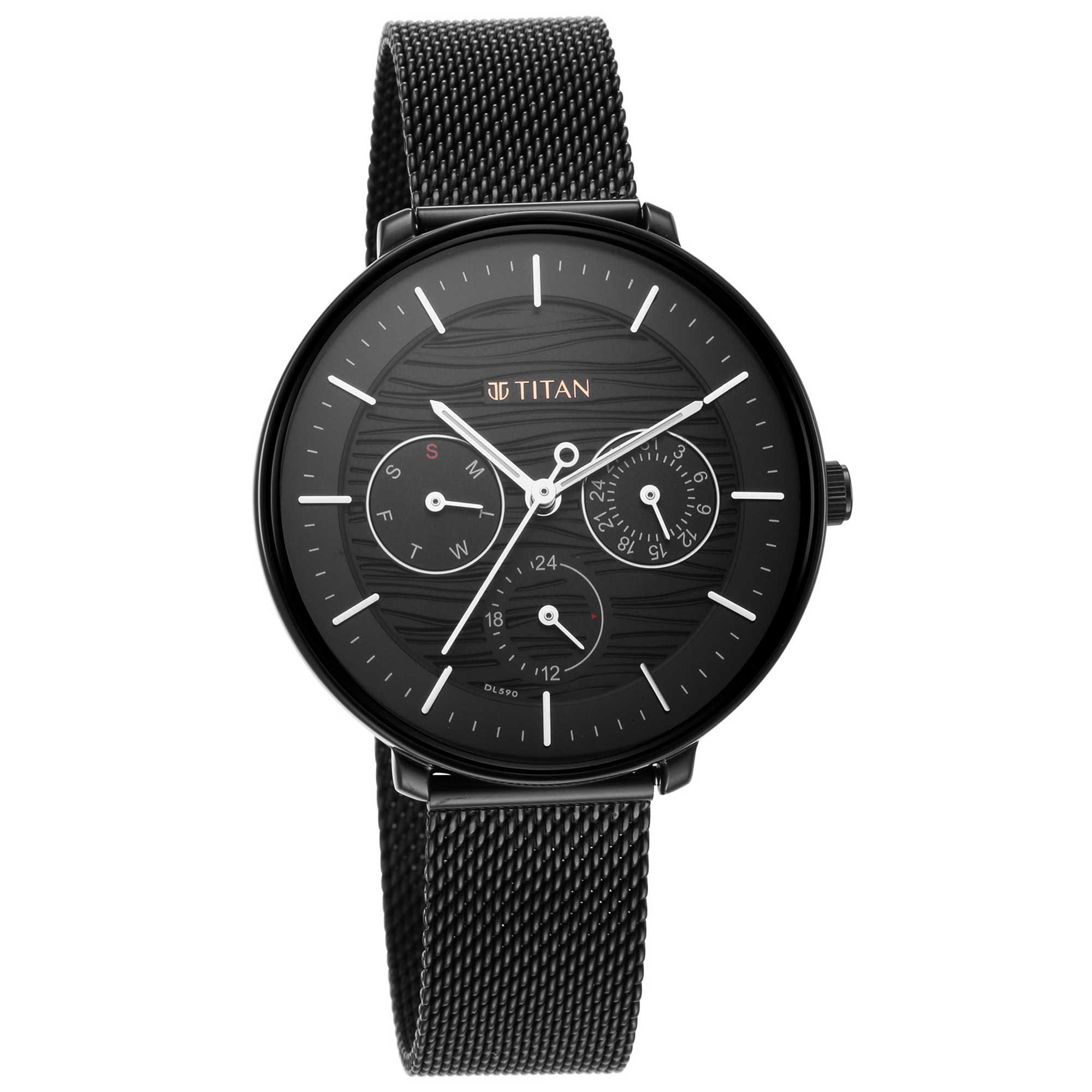 Titan Women's Svelte Green: Multi-Function Watch with Metal Strap