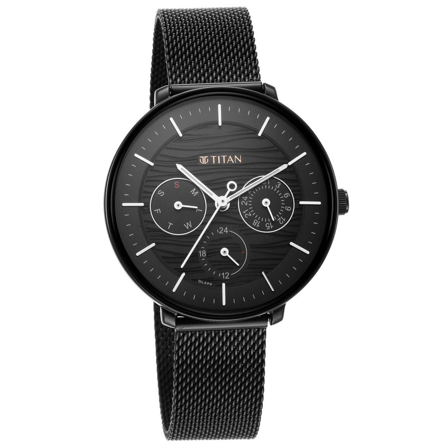 Titan Women's Svelte Green: Multi-Function Watch with Metal Strap