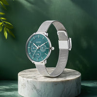 Titan Women's Svelte Black: Multi-Function Watch with Metal Strap