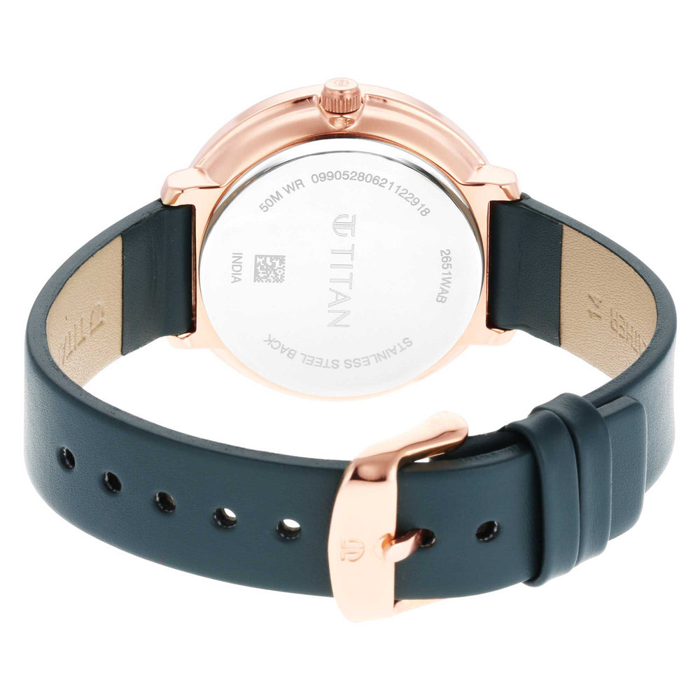 Titan Women's Svelte Black: Multi-Function Watch with Leather Strap