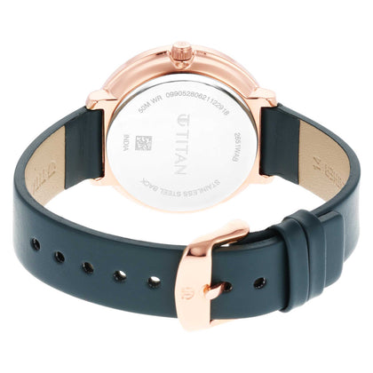 Titan Women's Svelte Black: Multi-Function Watch with Leather Strap