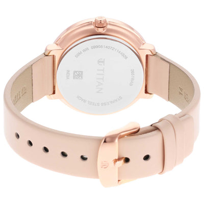 Titan Women's Svelte Rose gold: Multi-Function Watch with Leather Strap