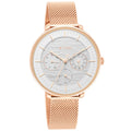 Titan Silver Dial Rose Gold Metal Strap Multifunction Watch for Women