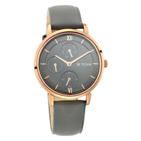 Titan Grey Dial Leather Strap Multifunction Watch for Women