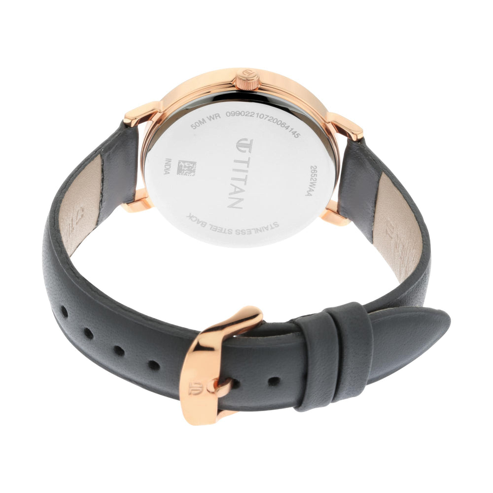 Titan Grey Dial Leather Strap Multifunction Watch for Women