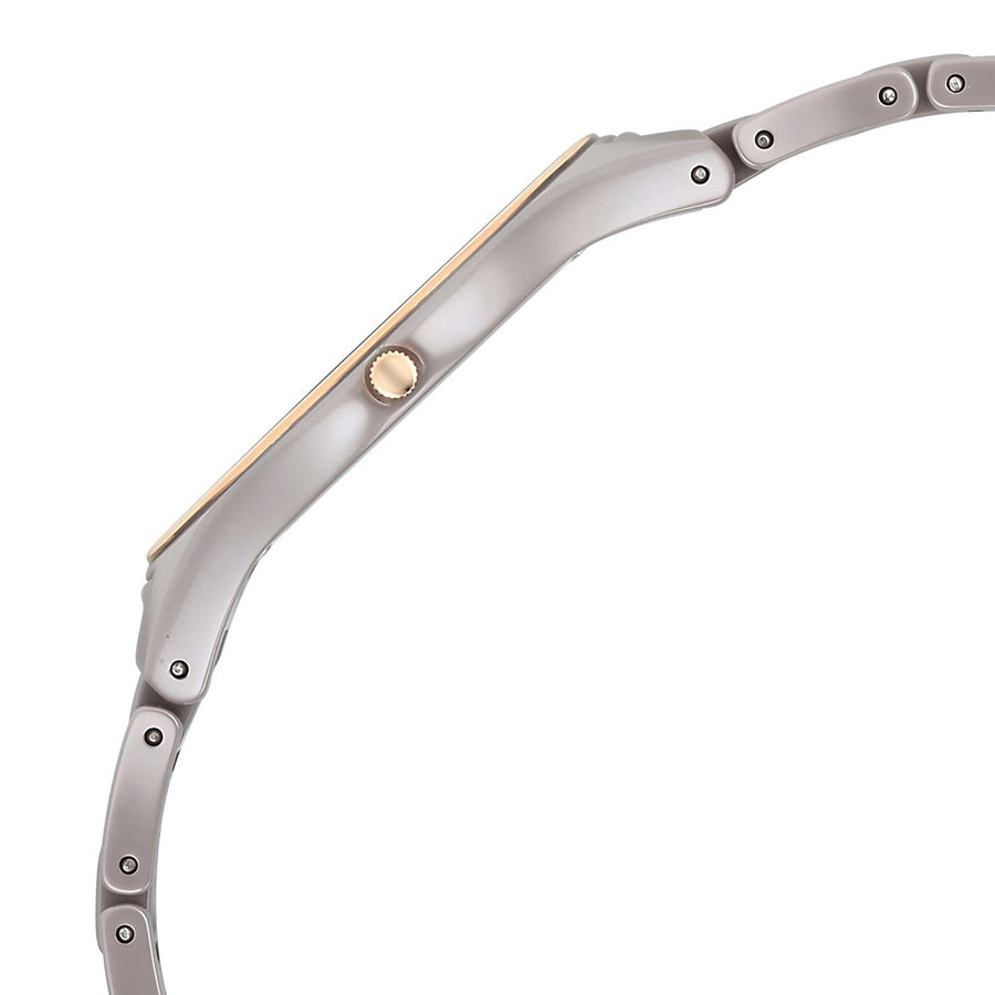 Titan Edge Ceramic Quartz Analog Grey Dial Ceramic Strap Watch For Women