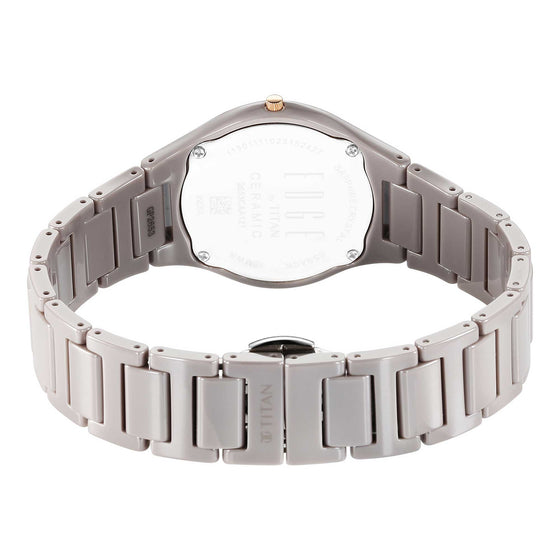 Titan Edge Ceramic Quartz Analog Grey Dial Ceramic Strap Watch For Women