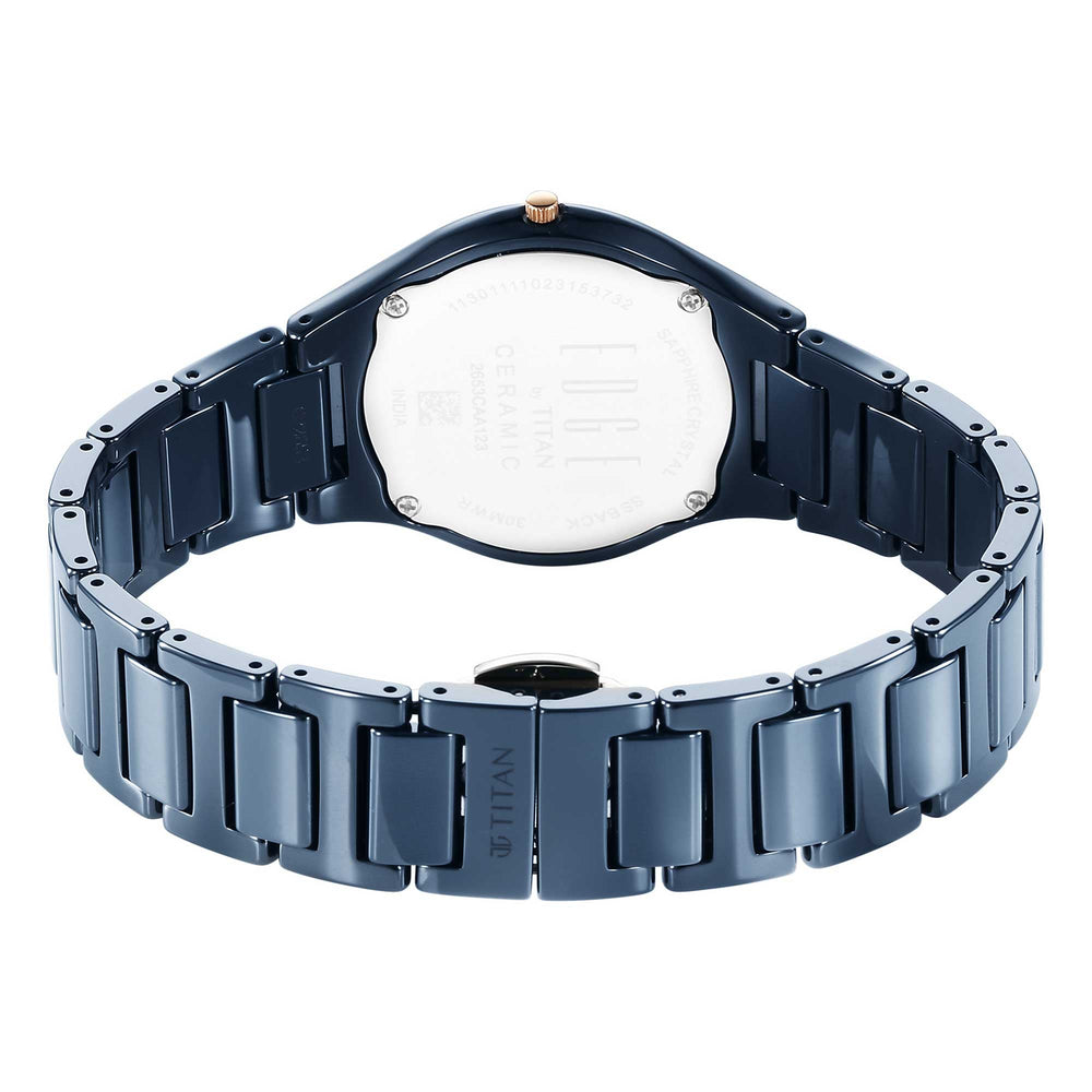 Titan Edge Bicolour Quartz Analog Blue Dial Blue Ceramic Strap Watch For Women