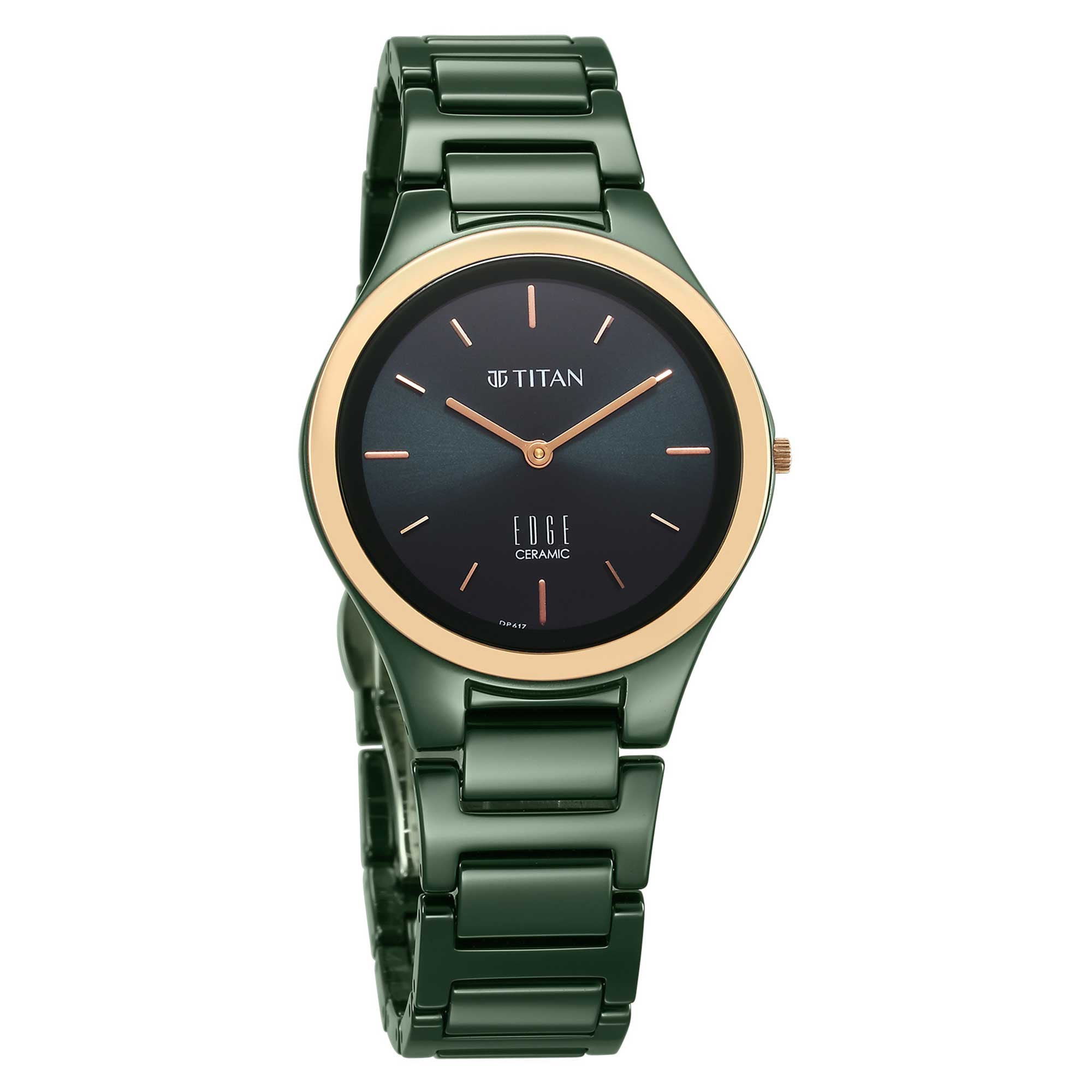 Titan Edge Green Dial Ceramic Strap Analog Watch for Women