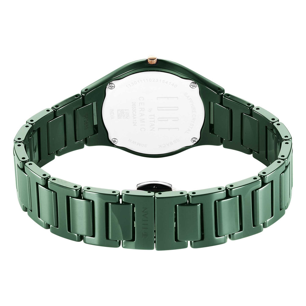 Titan Edge Green Dial Ceramic Strap Analog Watch for Women