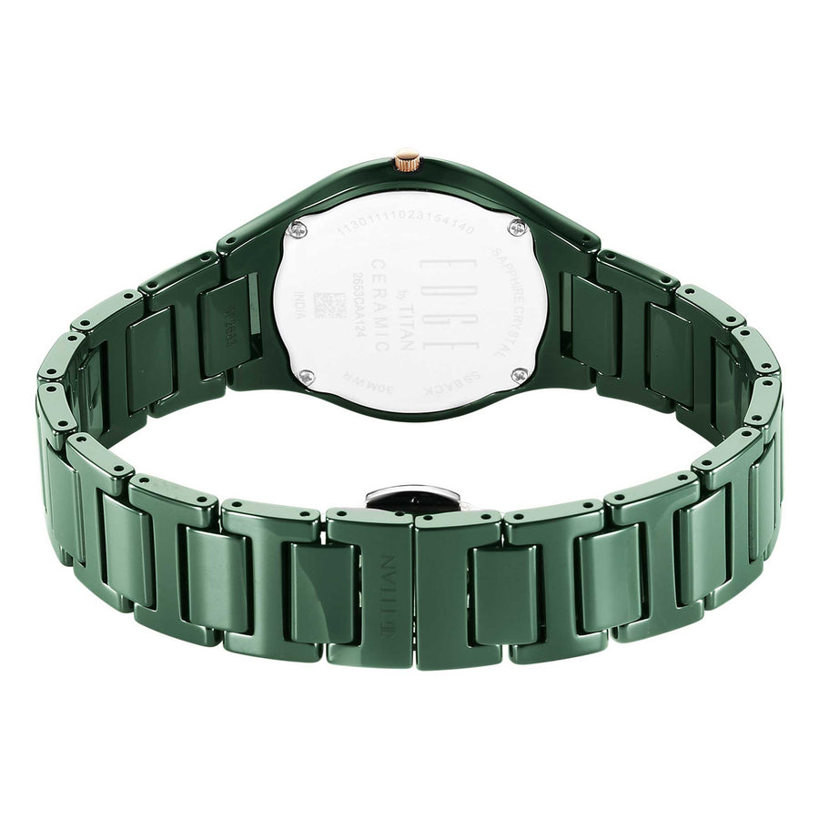 Titan Edge Green Dial Ceramic Strap Analog Watch for Women