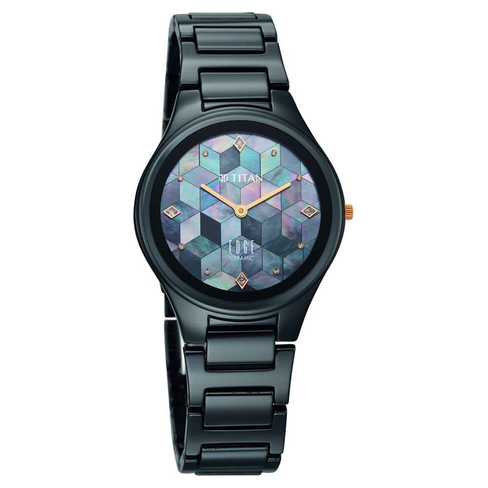 Titan Edge Blue Dial Ceramic Strap Analog Watch For Women