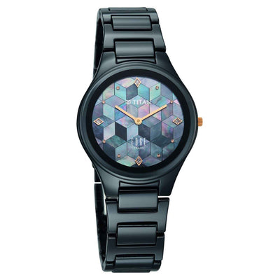 Titan Edge Blue Dial Ceramic Strap Analog Watch For Women