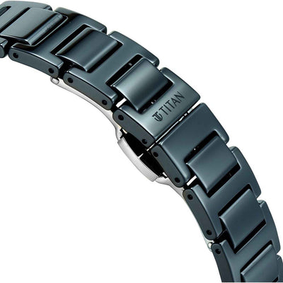 Titan Edge Blue Dial Ceramic Strap Analog Watch For Women
