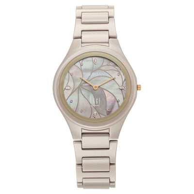 Titan Edge Beige Dial Ceramic Strap Analog Watch For Women
