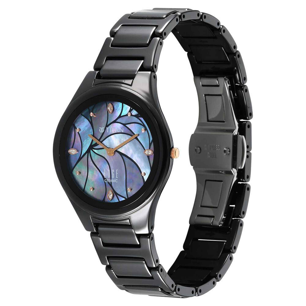 Titan Edge Multicolor Dial Black Ceramic Strap Analog Watch for Women