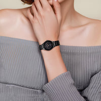 Titan Edge Ceramic Quartz Analog Black Dial Black Ceramic Strap Watch For Women