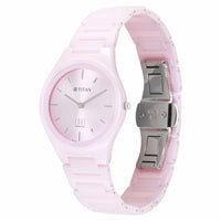 Titan Edge Pink Dial Ceramic Strap Analog Watch for Women