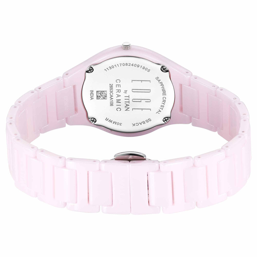 Titan Edge Pink Dial Ceramic Strap Analog Watch for Women