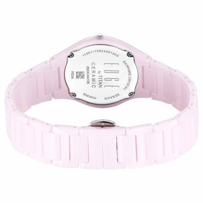 Titan Edge Pink Dial Ceramic Strap Analog Watch for Women