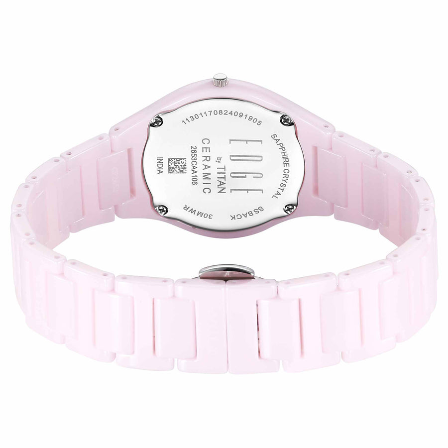 Titan Edge Pink Dial Ceramic Strap Analog Watch for Women