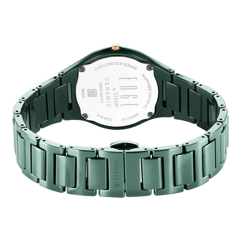 Titan Edge Ceramic Quartz in Glossy Green Dial Watch for Women