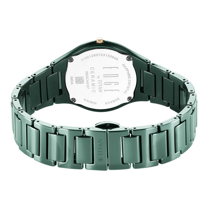 Titan Edge Ceramic Quartz in Glossy Green Dial Watch for Women