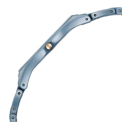 Titan Edge Ceramic Quartz Analog Blue Dial Ceramic Strap Watch For Women