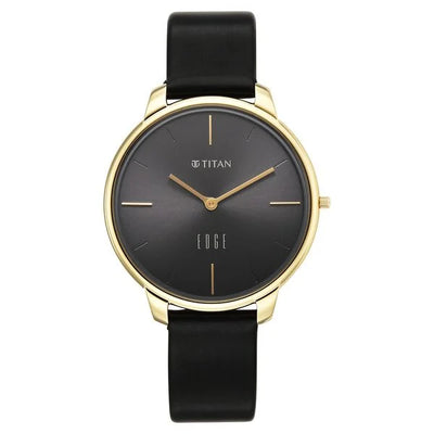 Titan Edge Black Dial Leather Strap Analog Watch for Women