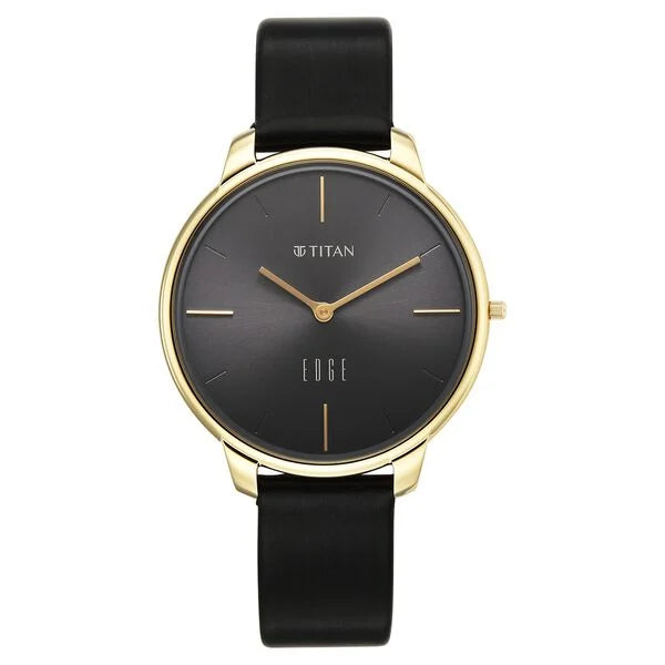 Titan Edge Black Dial Leather Strap Analog Watch for Women