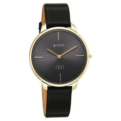 Titan Edge Black Dial Leather Strap Analog Watch for Women
