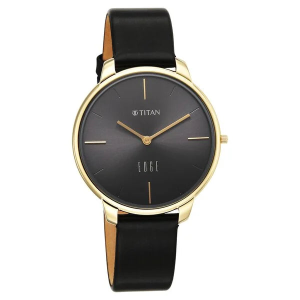 Titan Edge Black Dial Leather Strap Analog Watch for Women
