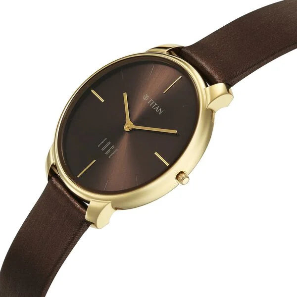 Titan Edge Brown Dial Leather Strap Analog Watch for Women
