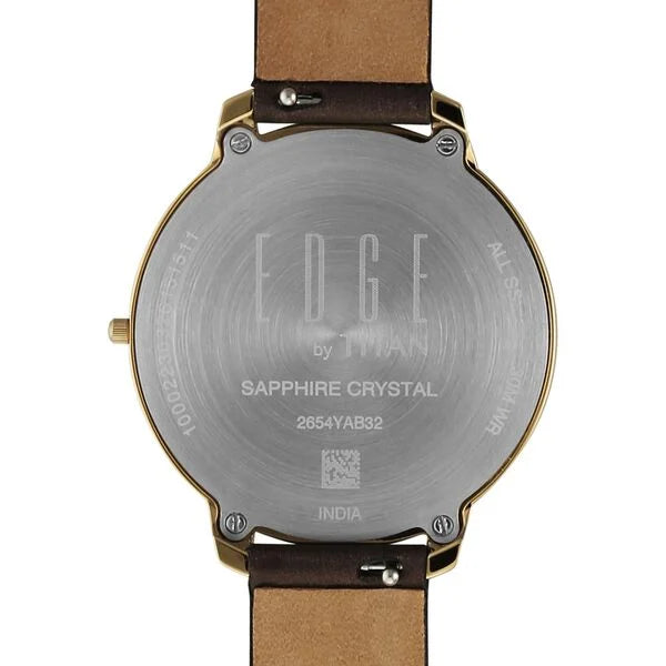 Titan Edge Brown Dial Leather Strap Analog Watch for Women
